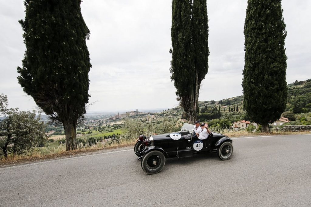 Vintage and historic cars of the ‘Mille Miglia' vintage car rally's, in Arezzo, Italy, 18 June 2021. The classic Mille Miglia (1,000 Miles) is a race from Brescia to Rome and back. ANSA/FABIO FRUSTACI