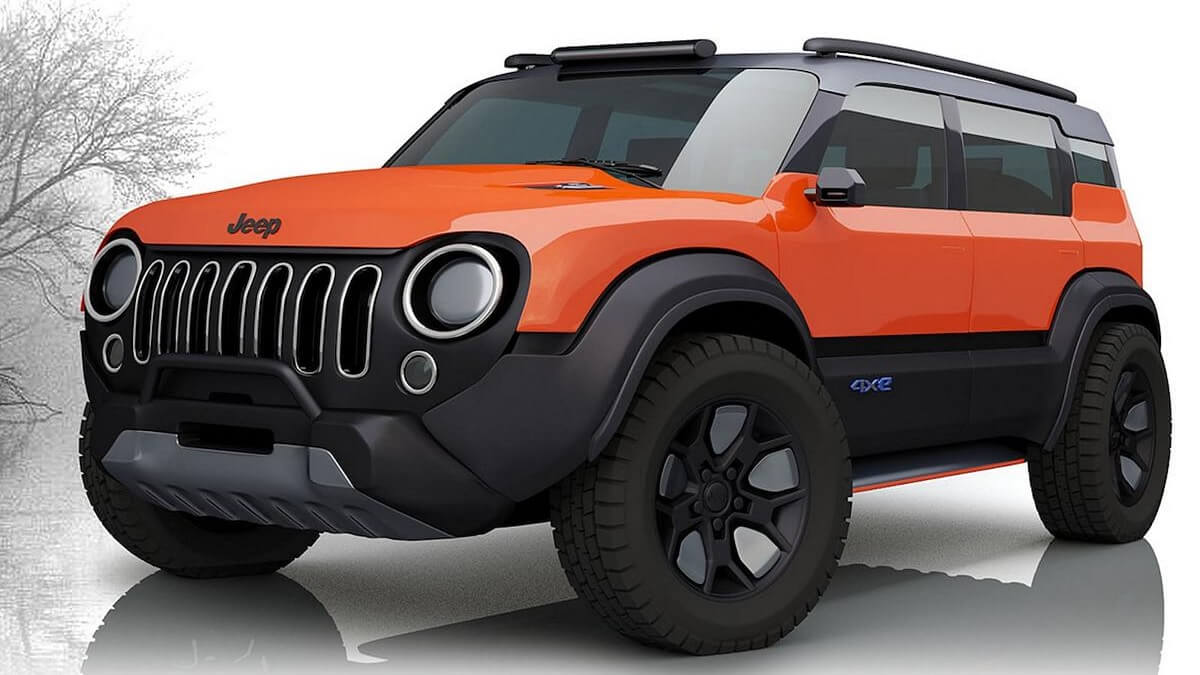 Rendering che prefigura la nuova generazione della Jeep Renegade in uscita nel 2028